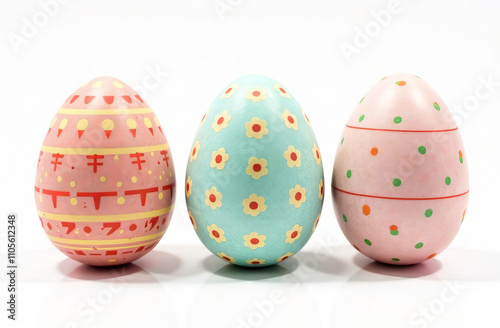 Easter eggs decorated for the holiday on a light background.