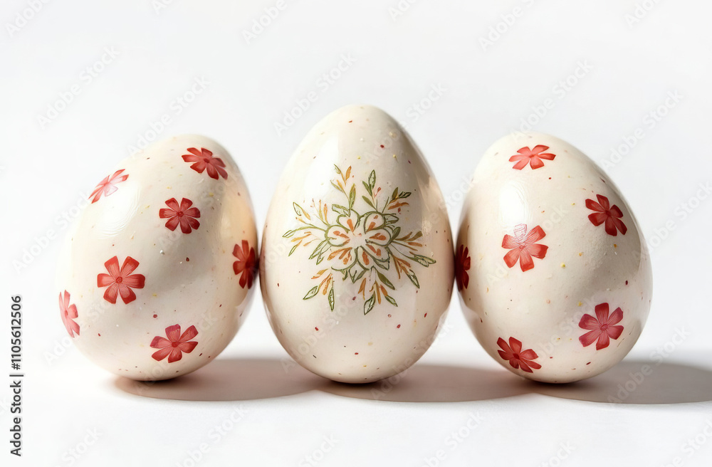 Easter eggs decorated for the holiday on a light background. Easter eggs decorated for the holiday on a light background.