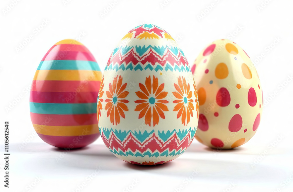 Easter eggs decorated for the holiday on a light background. Easter eggs decorated for the holiday on a light background.