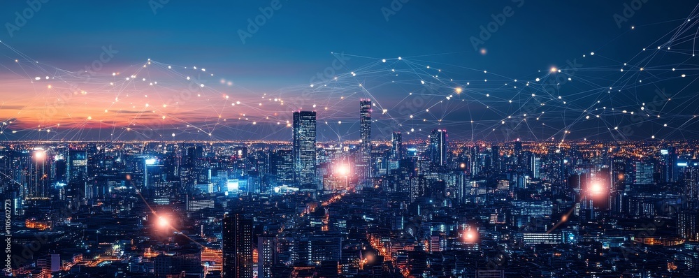 Obraz premium Futuristic Cityscape Background, Generative AI