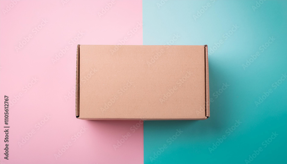 Cardboard box against pastel color background. Eco-friendly packing. Cardboard box against pastel color background. Eco-friendly packing.
