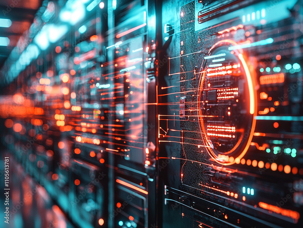 Ai generate insights data visualization technology lab digital art futuristic environment close-up viewpoint innovation concept