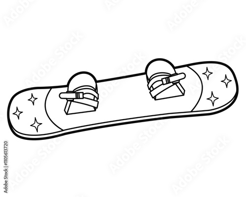 Snowboard. Winter activity sports. Outline illustration, isolated on white background, design elements