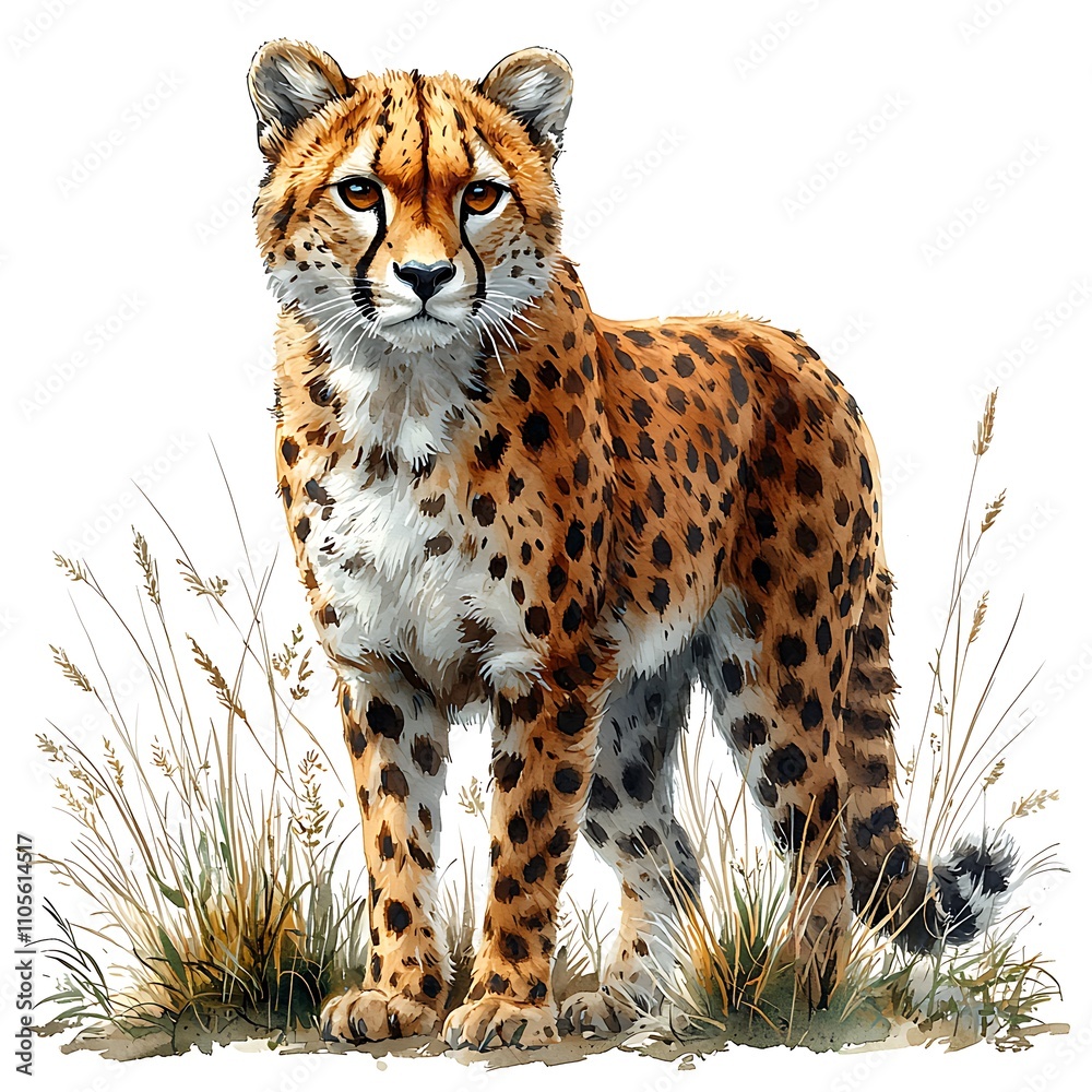 A Majestic Cheetah Standing Proudly in Savanna Grassland. A Majestic Cheetah Standing Proudly in Savanna Grassland.