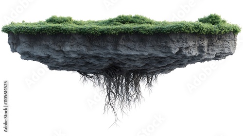 A detailed clip art of a green tree with a full canopy and roots visible on a white background