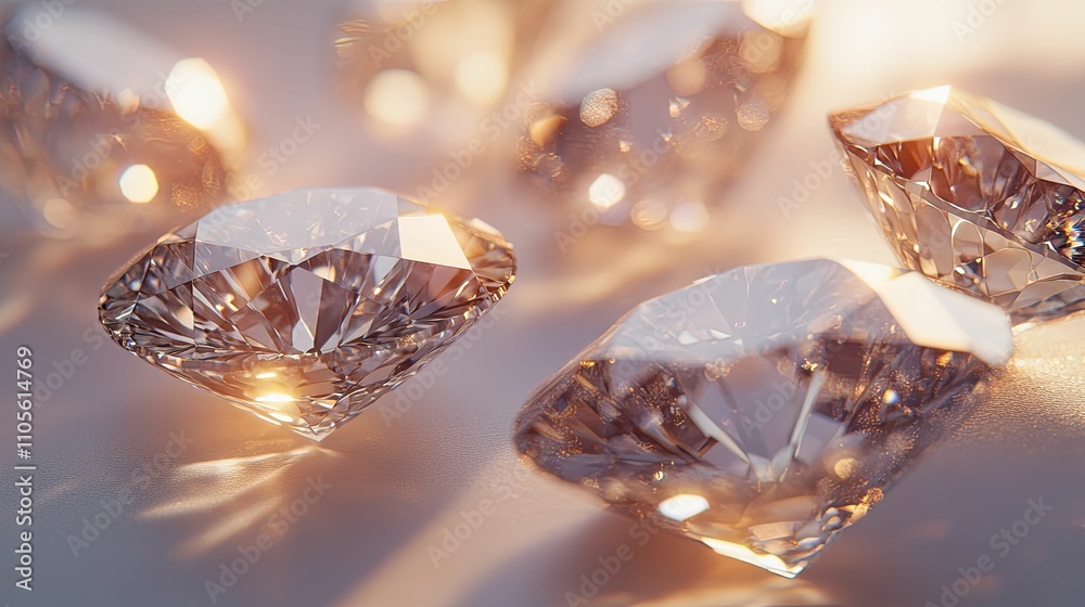 Fototapeta premium Sparkling Diamonds Gleaming In Soft Light