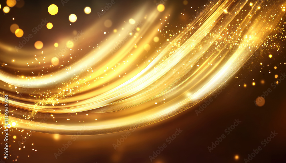 Abstract golden wave with sparkling lights creating a vibrant and festive atmosphere. Abstract golden wave with sparkling lights creating a vibrant and festive atmosphere.