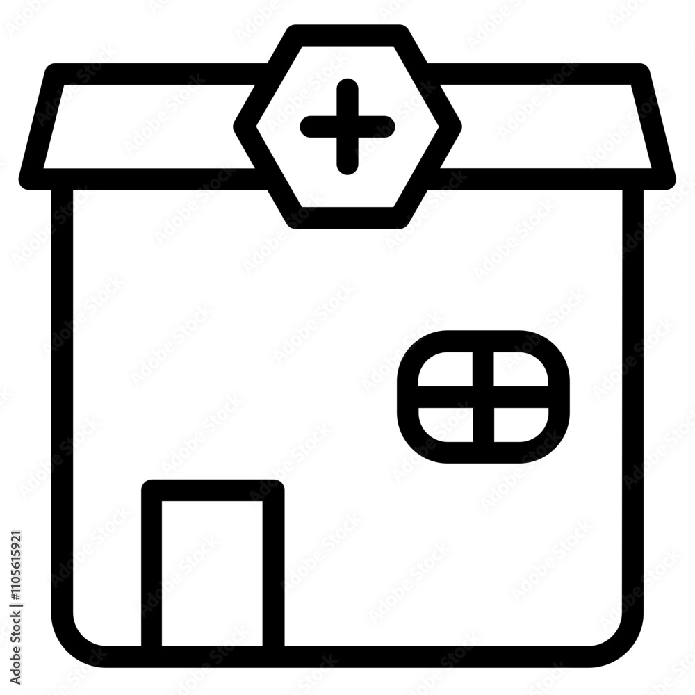 Building City Clinic Line Icon Building City Clinic Line Icon