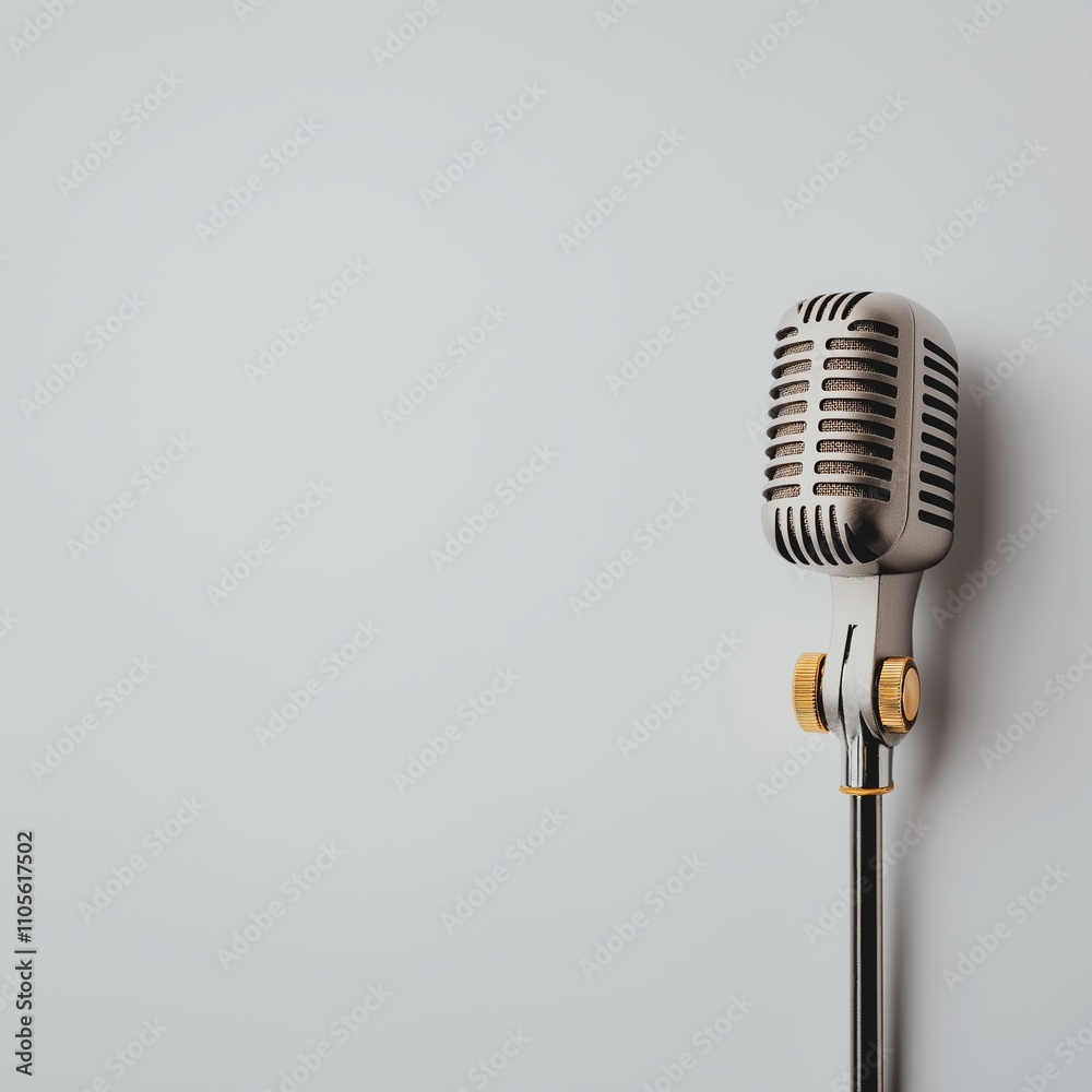 Fototapeta premium Vintage silver microphone on a white background.