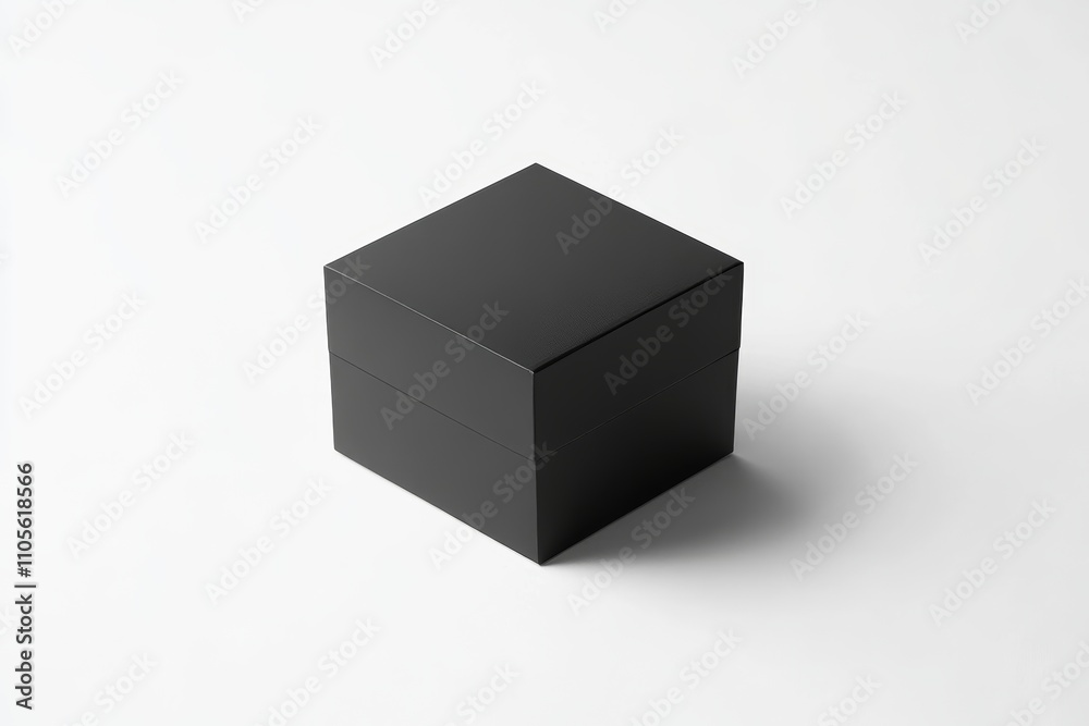 Square luxurious and chic black paper box on white background Square luxurious and chic black paper box on white background