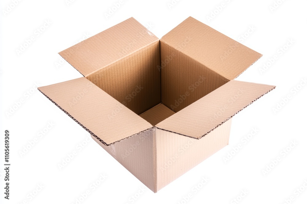Detail view of a square cardboard box isolated Detail view of a square cardboard box isolated