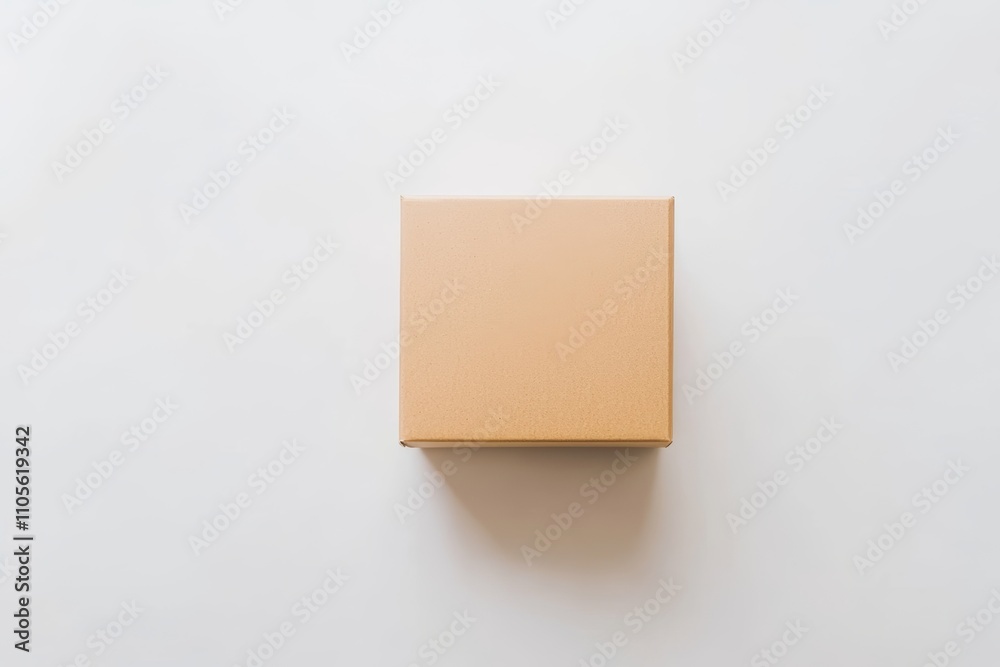 Eye level view of square cardboard box isolated Eye level view of square cardboard box isolated