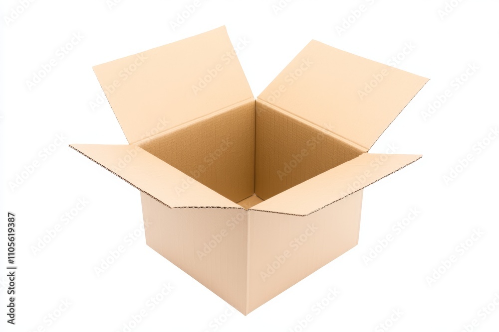 Front view of a square cardboard box isolated Front view of a square cardboard box isolated
