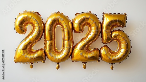 2025 Balloon Numbers on a White Background