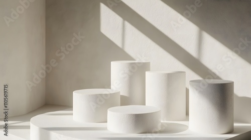 Wallpaper Mural Abstract geometric layout with white cylindrical for AI generated illustration Torontodigital.ca
