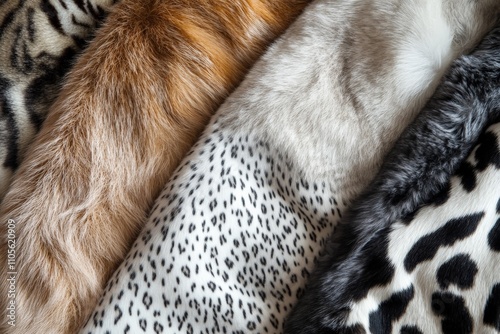 This image showcases an array of vibrant and varied animal fur patterns, each with distinct textures and colors, highlighting the diversity found in nature’s designs. photo