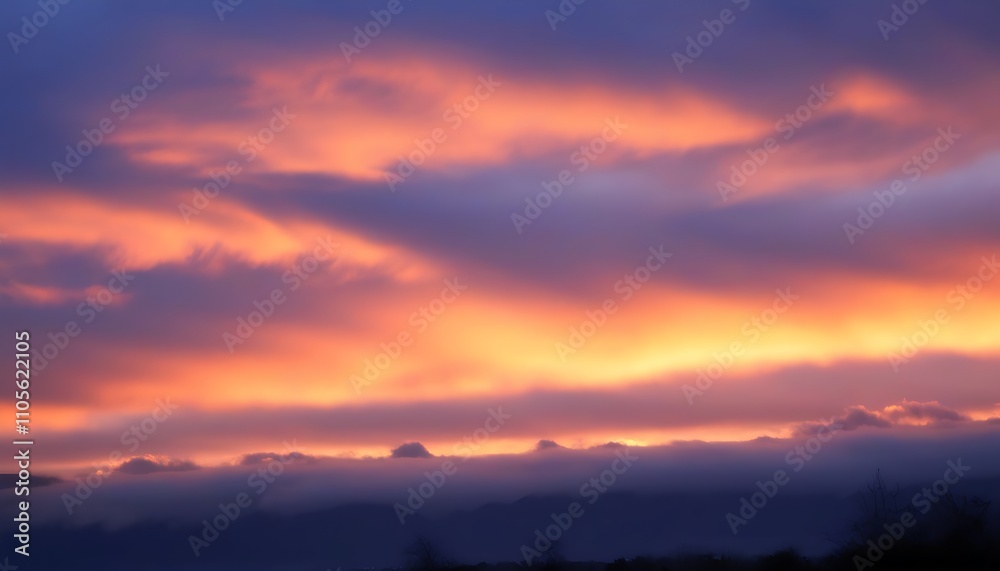 Sunset skyscape with dreamy cloud formations and light interplay Sunset skyscape with dreamy cloud formations and light interplay