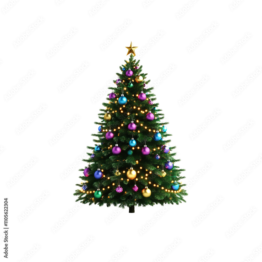 Decorated Christmas Tree Isolated on White Background Decorated Christmas Tree Isolated on White Background