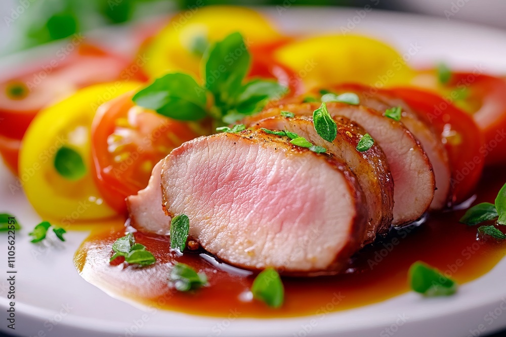 Gourmet Sliced Pork Tenderloin with Heirloom Tomatoes Gourmet Sliced Pork Tenderloin with Heirloom Tomatoes