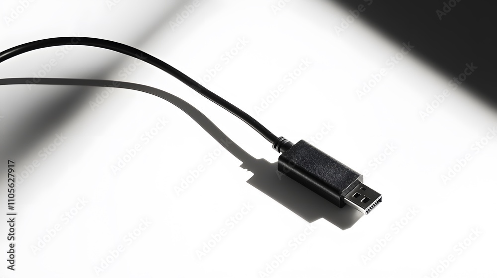 Digital connection single usb cable forming a loop s AI generated illustration Digital connection single usb cable forming a loop s AI generated illustration