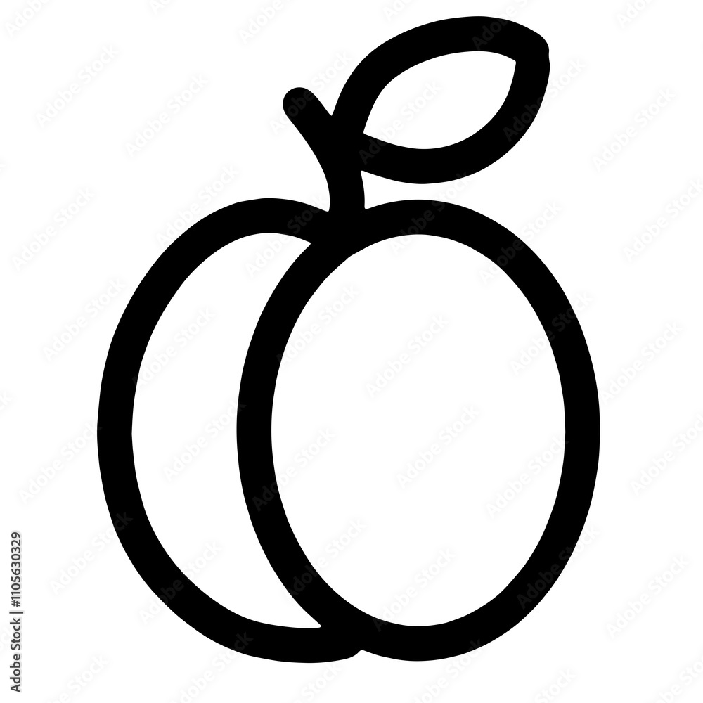 Black and White Illustration of a Peach: A Detailed Representation of the Peach's Shape, Texture, and Natural Curves, Perfect for Artistic, Educational, or Design Projects Black and White Illustration of a Peach: A Detailed Representation of the Peach's Shape, Texture, and Natural Curves, Perfect for Artistic, Educational, or Design Projects