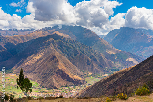 Mountains in Sacred Valley as seen from Huayllabamba viewpoint, Sacred Valley, Urubamba Province, Cusco Region, Peru photo