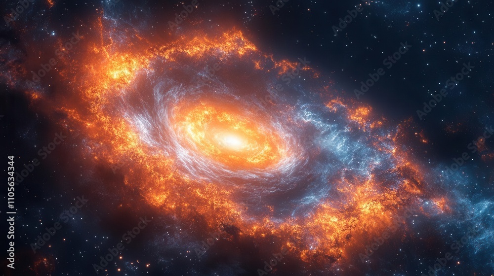 Obraz premium Cosmic nebula swirls with glowing radiant edges, layered depth, and intricate particle textures
