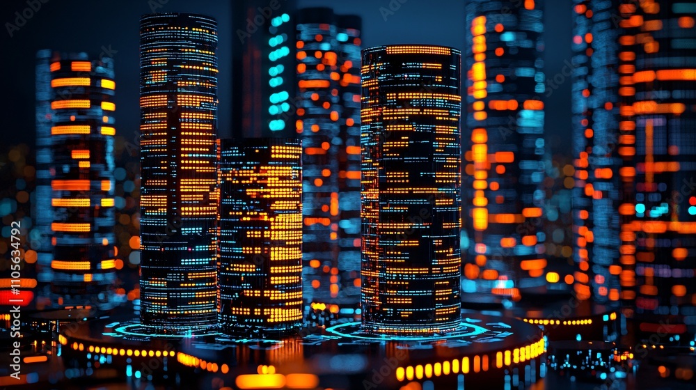 Obraz premium A digital ecosystem of decentralized applications powered by blockchain Stock Photo with side copy space