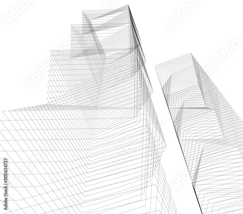 abstract architecture vector 3d illustration