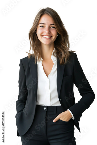 Business woman stands,confidence and success on business,PNG,clipart,transparent background.
