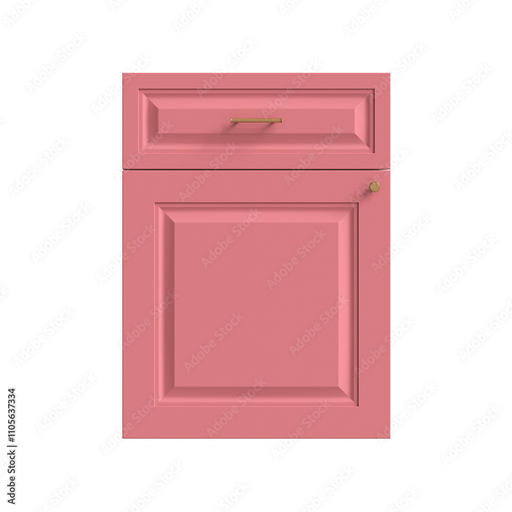 3d render of a pink kitchen facade, doors for kitchen cabinets, front view 3d render of a pink kitchen facade, doors for kitchen cabinets, front view