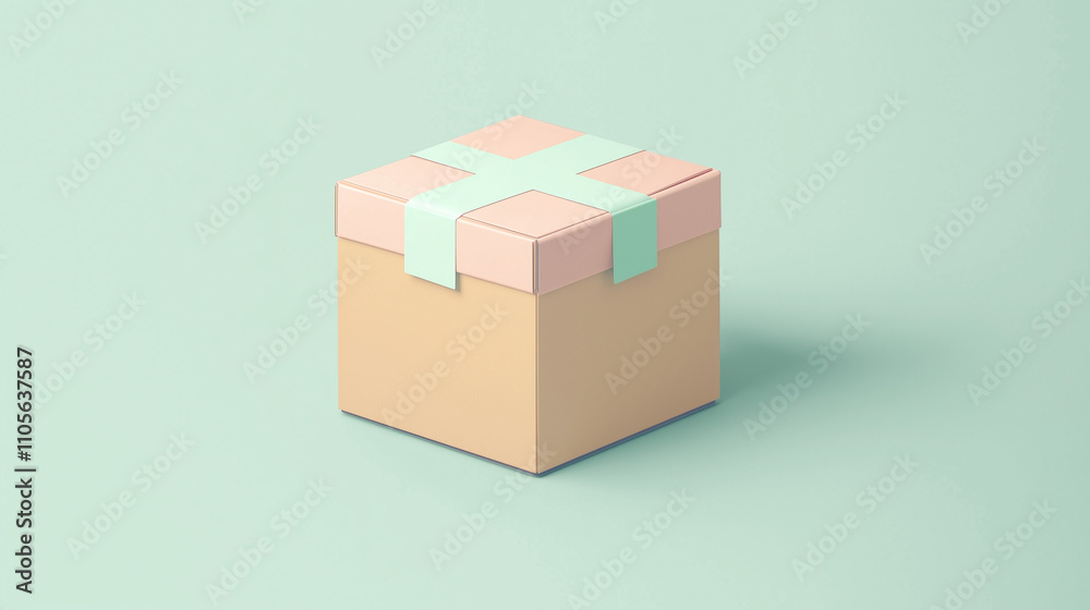 Obraz premium shipping box icon with soft pastel accents like light lavender, mint green, and peach. 