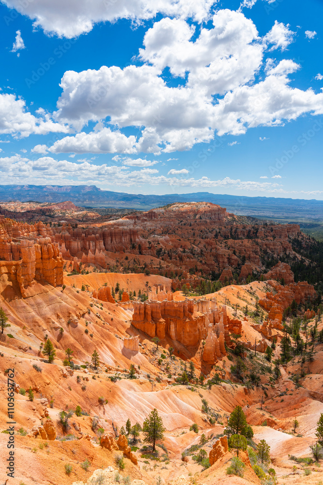 Scenic view of hoodoos and rock formations, Rim Trail near Sunset Point, Bryce Canyon National Park, Utah, United States of America, North America Scenic view of hoodoos and rock formations, Rim Trail near Sunset Point, Bryce Canyon National Park, Utah, United States of America, North America