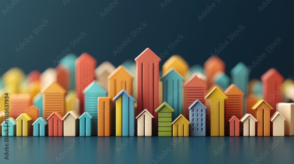 Obraz premium Visual analysis of global real estate market trends and insights