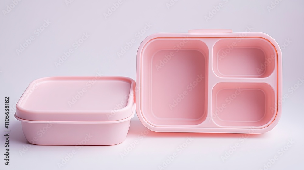 Empty box shaped lunch box. Made from pastel pink plastic. There is a lid that is the same size as the lunch box. Empty box shaped lunch box. Made from pastel pink plastic. There is a lid that is the same size as the lunch box.