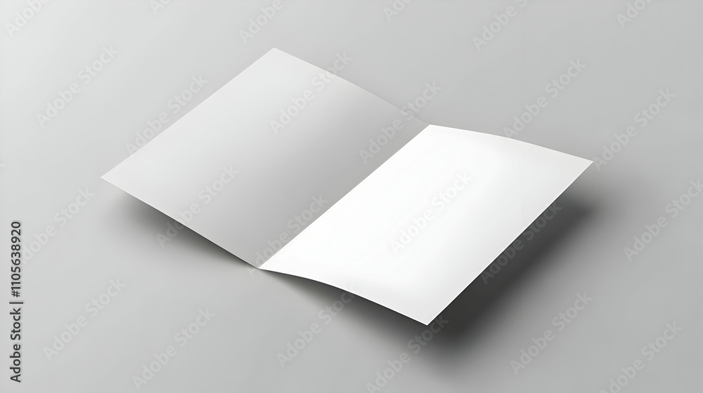 Blank Folded Paper Mockup with a Soft Gray Background, Ready for Design Presentation Blank Folded Paper Mockup with a Soft Gray Background, Ready for Design Presentation