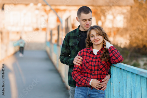 A Romantic Moment Between a Couple on a Stroll Along a Scenic Pathway