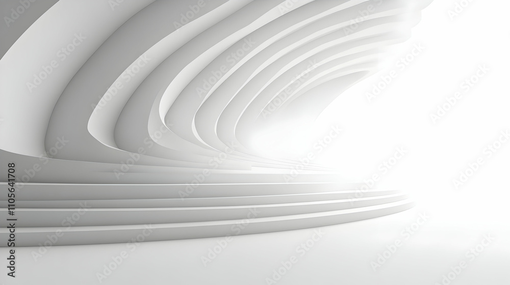 Fototapeta premium Abstract 3D White Curved Architectural Background with Light