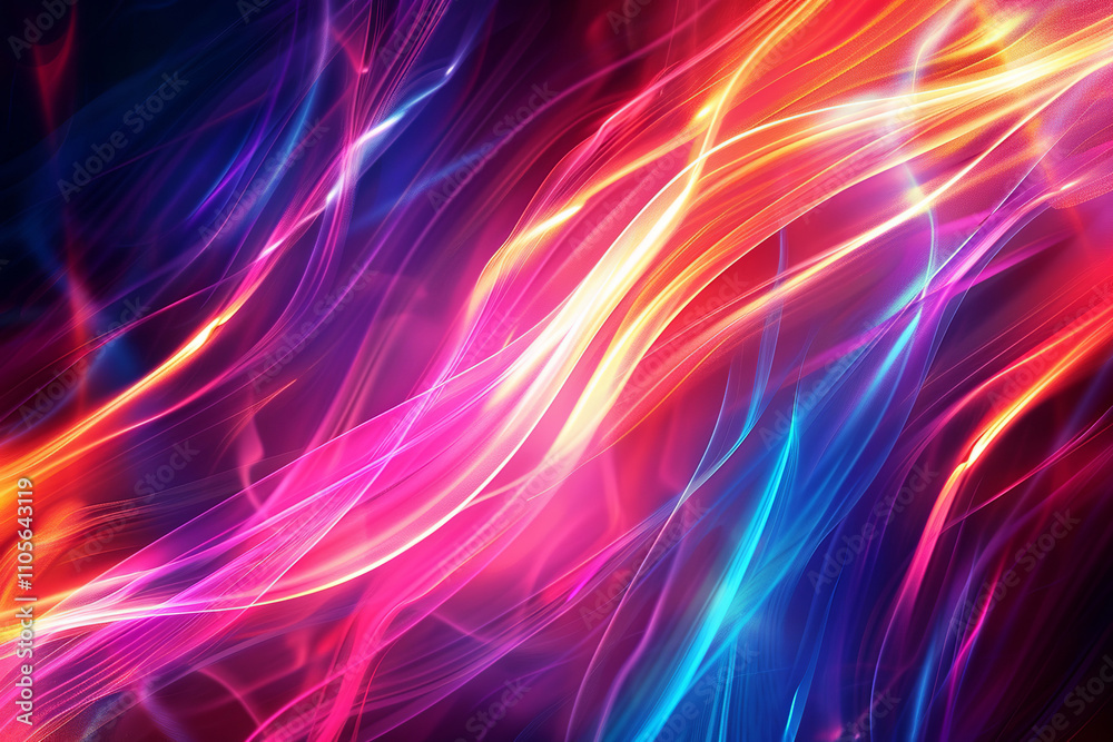 Abstract flowing neon dynamic motion wave on dark background. Abstract Speed Fiber Optic Futuristic Technology Navy Background Abstract flowing neon dynamic motion wave on dark background. Abstract Speed Fiber Optic Futuristic Technology Navy Background