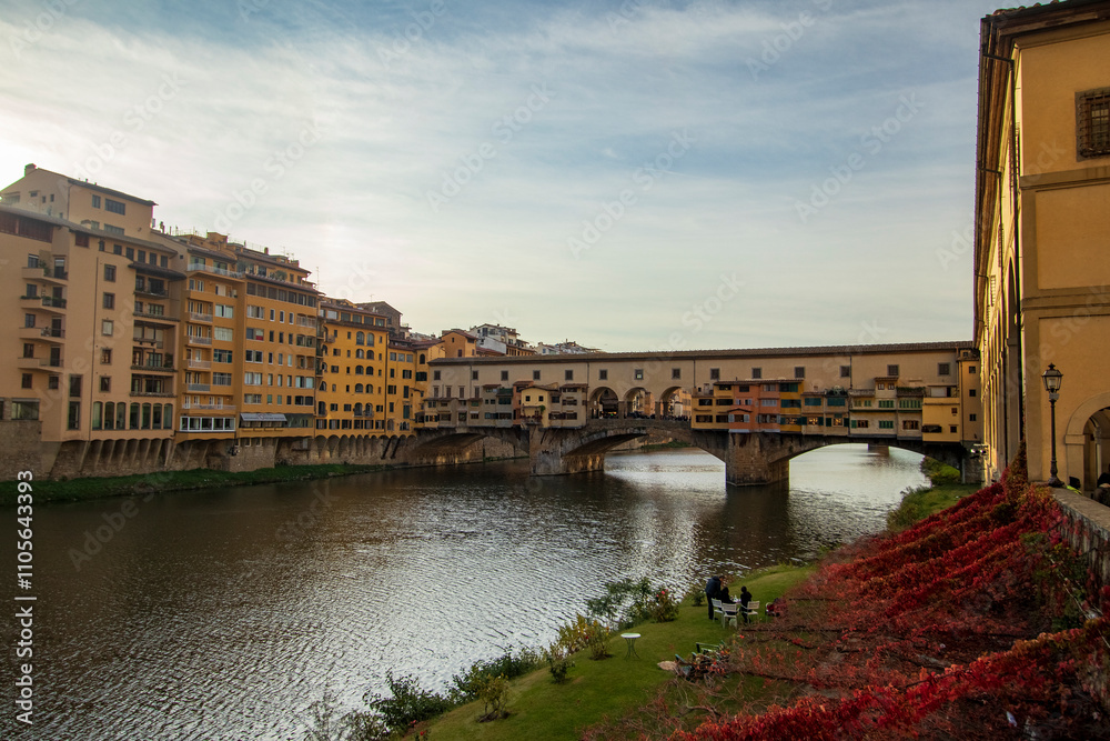 Obraz premium ponte vecchio bridge and bazaar