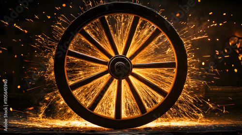 Compulsions: Exploring the Unending Rotation of a Brilliant Wheel and the Swirling Sparks in the Shadows photo