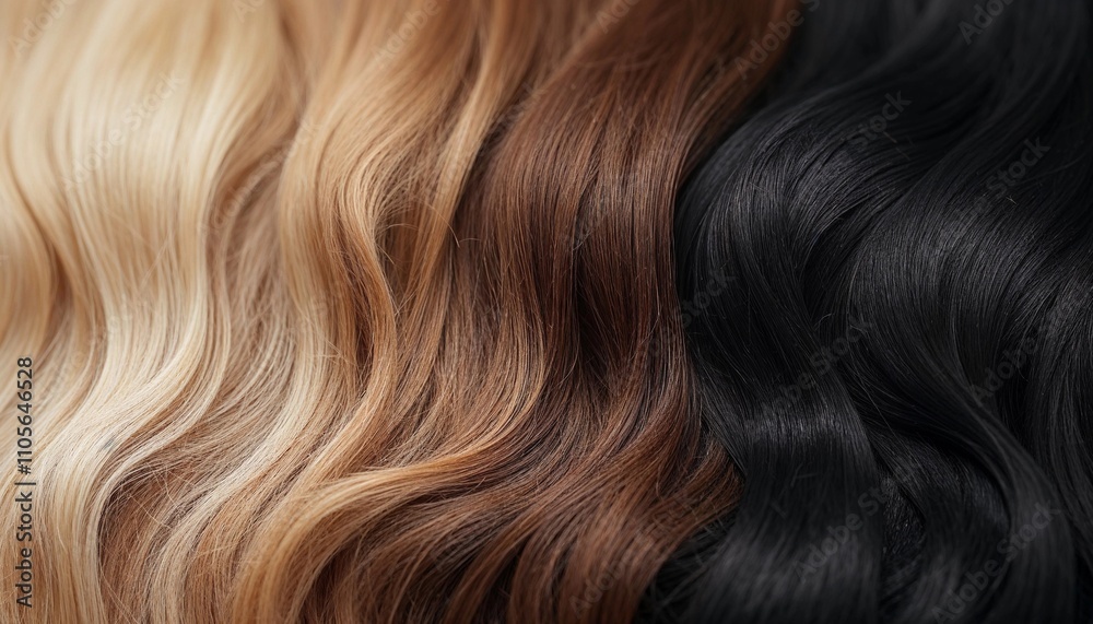 Fototapeta premium Close-Up of Beautiful Multicolored Hair Textures and Shades