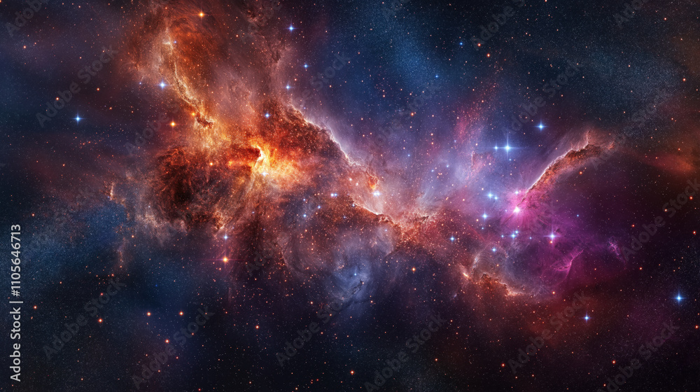 Fototapeta premium Galaxy showcases a stunning cosmic scene filled with vibrant nebulae and twinkling stars, revealing the stunning beauty and mysteries of the universe.