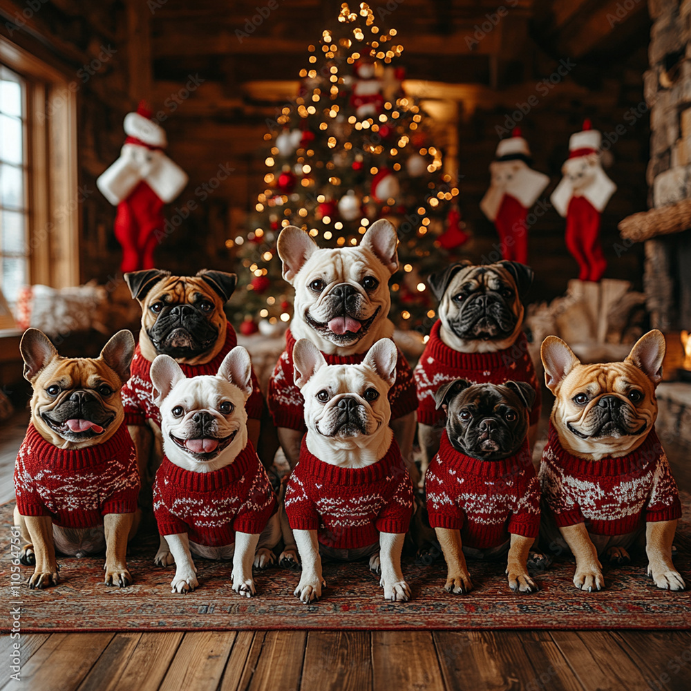 Christmas tree and cute dogs Christmas tree and cute dogs