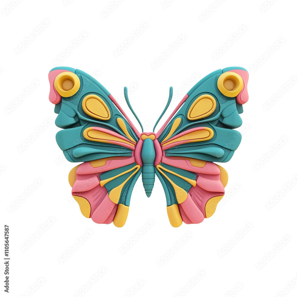 Colorful 3D Rendered Butterfly Design Element Colorful 3D Rendered Butterfly Design Element