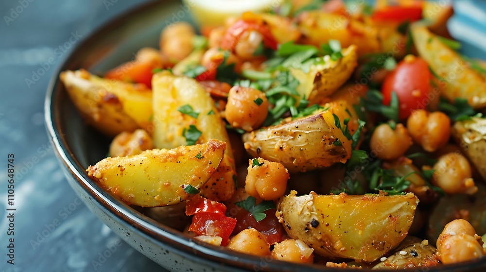 Deep fried potatoes with chickpeas Deep fried potatoes with chickpeas