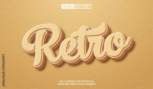 Editable 3d text style effect - Retro Script text effect Template
