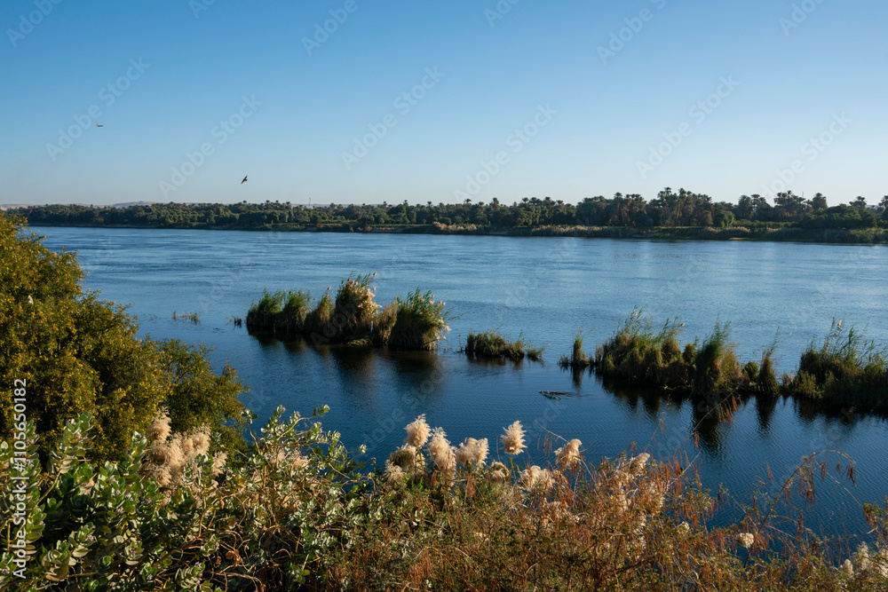 Nile river near Gebel Al-Silsila, Egypt, North Africa Nile river near Gebel Al-Silsila, Egypt, North Africa