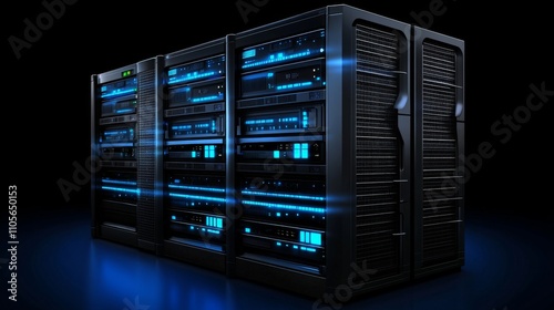 Technology-focused data backup and reliability system emphasizing seamless recovery and secure storage with glowing servers and advanced interfaces in a sleek futuristic environment