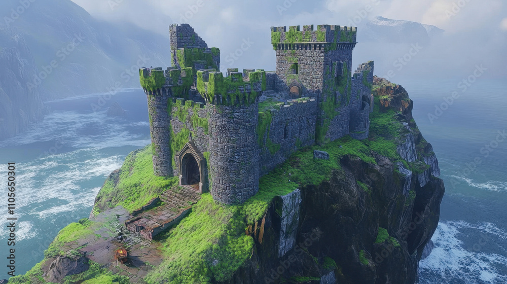 Hyper-Realistic Medieval Castle on Cliffside Hyper-Realistic Medieval Castle on Cliffside